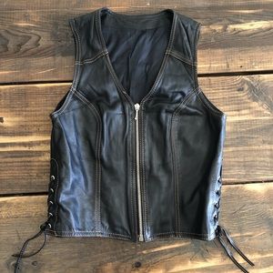 Dark brown faux leather vest
